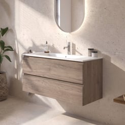 Ben Tendenza badmeubel incl. mat witte keramische wastafel 102,7x46x51,5cm congo bruin