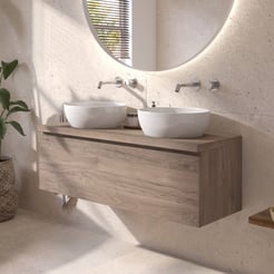Ben Tendenza badmeubel incl. glans witte waskommen 121x46cm congo bruin