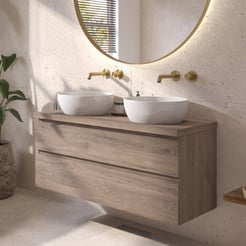 Ben Tendenza badmeubel incl. glans witte waskom 121x46x77,8cm congo bruin