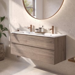 Ben Tendenza badmeubel incl. glans witte keramische wastafel 122,7x46x61,5cm congo bruin