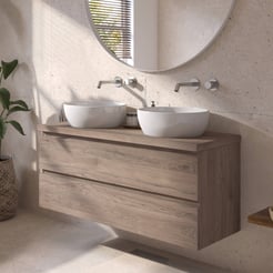 Ben Tendenza badmeubel incl. glans witte waskom 121x46x67,8cm congo bruin