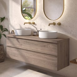 Ben Tendenza badmeubel incl. mineraalmarmeren waskom 141x46x76,8cm congo bruin