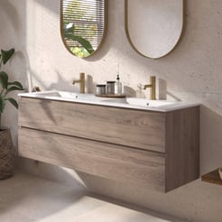 Ben Tendenza badmeubel incl. glans witte keramische wastafel 142,7x46x51,5cm congo bruin