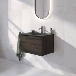 Ben Tendenza badmeubel incl. beton zwarte wastafel 60,1x45cm coal oak