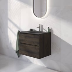 Ben Tendenza badmeubel incl. beton zwarte wastafel 60,1x45x61,5cm coal oak