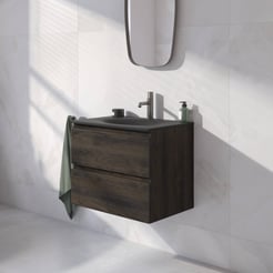 Ben Tendenza badmeubel incl. beton zwarte wastafel 60,1x45x51,5cm coal oak
