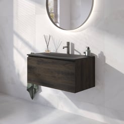 Ben Tendenza badmeubel incl. beton zwarte wastafel 80,1x45cm coal oak