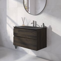 Ben Tendenza badmeubel incl. beton zwarte wastafel 80,1x45x61,5cm coal oak
