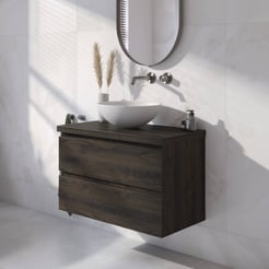Ben Tendenza badmeubel incl. mineraalmarmeren waskom 81x46x68,8cm coal oak