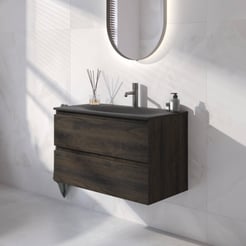 Ben Tendenza badmeubel incl. beton zwarte wastafel 80,1x45x51,5cm coal oak