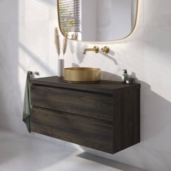 Ben Tendenza badmeubel incl. geborsteld messing waskom 101x46x75,8cm coal oak