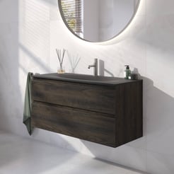 Ben Tendenza badmeubel incl. beton zwarte wastafel 100,1x45x61,5cm coal oak