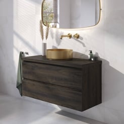 Ben Tendenza badmeubel incl. geborsteld messing waskom 101x46x65,8cm coal oak