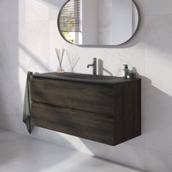 Ben Tendenza badmeubel incl. beton zwarte wastafel 100,1x45x51,5cm coal oak