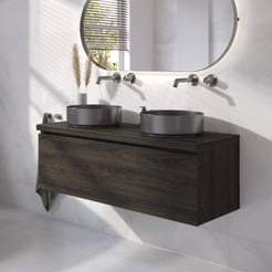 Ben Tendenza badmeubel incl. geborsteld zwarte waskommen 121x46cm coal oak