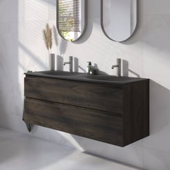 Ben Tendenza badmeubel incl. beton zwarte wastafel 120,1x45x61,5cm coal oak
