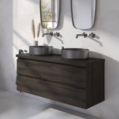 Ben Tendenza badmeubel incl. geborsteld zwarte waskom 121x46x65,8cm coal oak