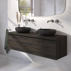Ben Tendenza badmeubel incl. hardstenen zwarte waskommen 141x46cm coal oak