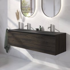 Ben Tendenza badmeubel incl. beton zwarte wastafel 140,1x45cm coal oak