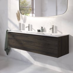 Ben Tendenza badmeubel incl. keramische wastafel glans 142,7x46cm coal oak
