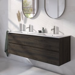 Ben Tendenza badmeubel incl. glans witte keramische wastafel 142,7x46x61,5cm coal oak