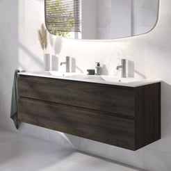 Ben Tendenza badmeubel incl. mat witte keramische wastafel 142,7x46x61,5cm coal oak