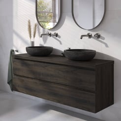 Ben Tendenza badmeubel incl. hardstenen zwarte waskom 141x46x65,8cm coal oak