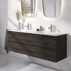 Ben Tendenza badmeubel incl. glans witte keramische wastafel 142,7x46x51,5cm coal oak