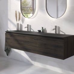 Ben Tendenza badmeubel incl. beton zwarte wastafel 160,1x45cm coal oak