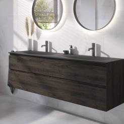 Ben Tendenza badmeubel incl. beton zwarte wastafel 160,1x45x61,5cm coal oak