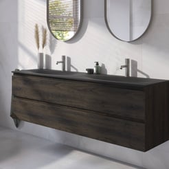 Ben Tendenza badmeubel incl. beton zwarte wastafel 160,1x45x51,5cm coal oak