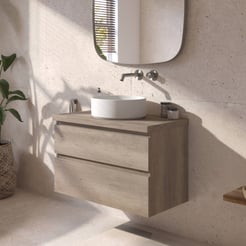 Ben Tendenza badmeubel incl. mineraalmarmeren waskom 81x46x76,8cm nebraska eiken