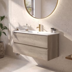 Ben Tendenza badmeubel incl. glans witte keramische wastafel 102,7x46x51,5cm nebraska eiken