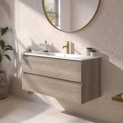 Ben Tendenza badmeubel incl. mat witte keramische wastafel 102,7x46x51,5cm nebraska eiken