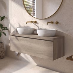 Ben Tendenza badmeubel incl. glans witte waskommen 121x46cm nebraska eiken