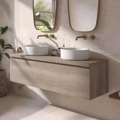 Ben Tendenza badmeubel incl. mineraalmarmeren waskommen 141x46cm nebraska eiken