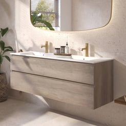 Ben Tendenza badmeubel incl. mat witte keramische wastafel 142,7x46x61,5cm nebraska eiken