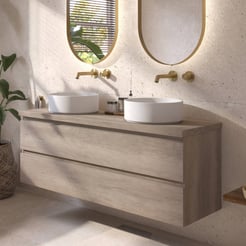 Ben Tendenza badmeubel incl. mineraalmarmeren waskom 141x46x66,8cm nebraska eiken
