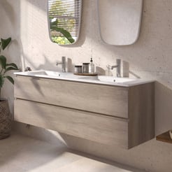 Ben Tendenza badmeubel incl. glans witte keramische wastafel 142,7x46x51,5cm nebraska eiken