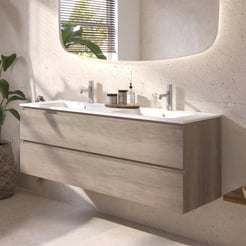 Ben Tendenza badmeubel incl. mat witte keramische wastafel 142,7x46x51,5cm nebraska eiken