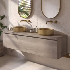 Ben Tendenza badmeubel incl. geborsteld messing waskommen 161x46cm nebraska eiken