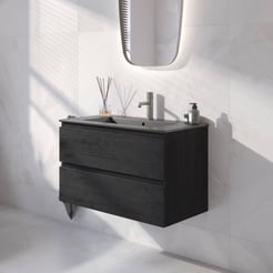 Ben Tendenza badmeubel incl. mat zwarte keramische wastafel 82,7x46x51,5cm nero
