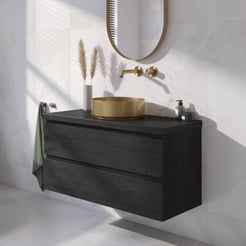 Ben Tendenza badmeubel incl. geborsteld messing waskom 101x46x65,8cm nero