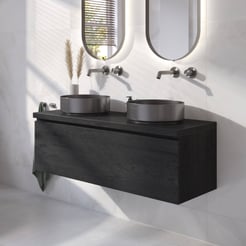 Ben Tendenza badmeubel incl. geborsteld zwarte waskommen 121x46cm nero