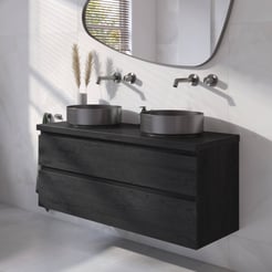Ben Tendenza badmeubel incl. geborsteld zwarte waskom 121x46x75,8cm nero