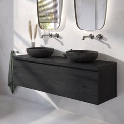 Ben Tendenza badmeubel incl. hardstenen zwarte waskommen 141x46cm nero
