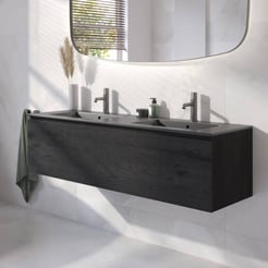 Ben Tendenza badmeubel incl. mat zwarte keramische wastafel 142,7x46cm nero
