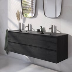 Ben Tendenza badmeubel incl. mat zwarte keramische wastafel 142,7x46x51,5cm nero