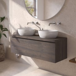 Ben Tendenza badmeubel incl. glans witte waskommen 121x46cm prime oak