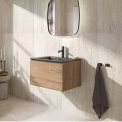 Ben Tendenza badmeubel incl. mat zwarte keramische wastafel 62,7x46cm sherwood